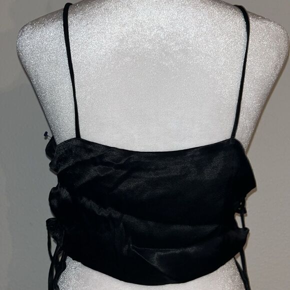 Zara lace up satin effect crop top - Picture 4 of 4